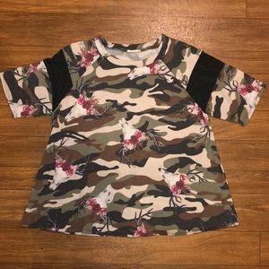 Camo Top with Floral Deer Skulls